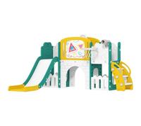 AIYAPLAY tobogán para niños 7 en 1 tobogán para bebés para interior y exterior con canasta de baloncesto, estructura para trepar, túnel, telescopios de juego, espacio de almacenamiento, tablero de