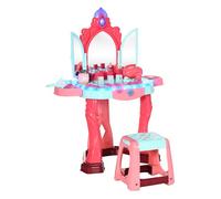 AIYAPLAY Tocador de Juguete para Niñas de +3 Años con Taburete Espejo Luz Música y Secador Incluye 31 Accesorios Tocador de Maquillaje 57x34x76 cm Multicolor