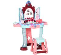 AIYAPLAY Tocador Infantil para +3 Años con Taburete Espejo Luz y Música Tocador de Maquillaje 57x34x76 cm Multicolor Aosom España