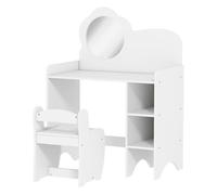 Aiyaplay - Tocador con Taburete y Espejo en forma de Flor - Blanco