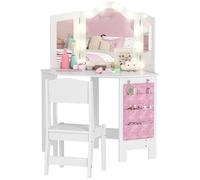 AIYAPLAY Tocador Infantil con Taburete, luz LED de 2 Colores, Blanco