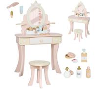 AIYAPLAY Tocador para Niñas 2 en 1 Escritorio con Taburete Espejo Cajón 7 Accesorios para Niños a Partir de 3 Años Rosa Rosa