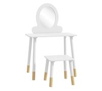 AIYAPLAY Tocador para Niñas con Taburete Tocador de Maquillaje Infantil para Niñas de +3 Años con Espejo Diseño Sencillo Blanco