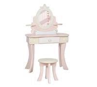 AIYAPLAY Tocador para Niñas 2 en 1 Escritorio con Taburete Espejo Cajón 7 Accesorios para Niños a Partir de 3 Años Rosa Rosa