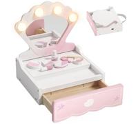 AIYAPLAY Tocador portátil para niños con luz y Espejo para 3-6 años, Rosa