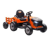 AIYAPLAY Tractor eléctrico infantil con remolque, tractor de asiento con mando a distancia, 2 motores, 3 velocidades, coche eléctrico para niños con música, claxon, sonido de arranque, arranque suave