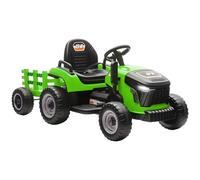 AIYAPLAY Tractor Eléctrico para Niños con Remolque Desmontable, Tractor de Juguete de Batería 12V, Velocidad 3-5 km/h, Control Remoto 2,4G, Música, Bocina, para Niños de 3-8 Años, Verde