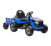 AIYAPLAY Tractor Eléctrico para Niños con Remolque Desmontable Batería 12V Velocidad 3-5 km/h, Control Remoto 2,4G Azul