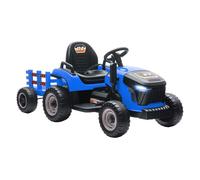 AIYAPLAY Tractor Eléctrico para Niños con Remolque Desmontable, Tractor de Juguete de Batería 12V, Velocidad 3-5 km/h, Control Remoto 2,4G, Música, Bocina, para Niños de 3-8 Años, Azul