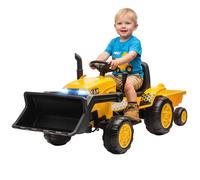 AIYAPLAY Tractor Eléctrico para Niños con Remolque Desmontable y Pala, Tractor de Juguete de Batería 12V, Motor Doble, Control Remoto 2,4G, Luces, Música, Conexión Inalámbrica, USB para Niños 3-8 Años