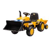 AIYAPLAY Tractor Eléctrico para Niños con Remolque Desmontable y Pala Batería 12V Motor Doble Control Remoto 2,4G Luces Música