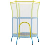 AIYAPLAY Trampolín Infantil de Interior con Red de Seguridad Cuerdas Elásticas y Barras Acolchadas 3-6 Años Ø140x190cm Azul Claro