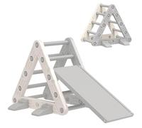 AIYAPLAY Triángulo de Escalada 3 en 1 con Tobogán y Rampa Escalador, Juguete de Escalada para Niños de 18-48 Meses, de Plástico, para Interior y Exterior, Gris y Blanco