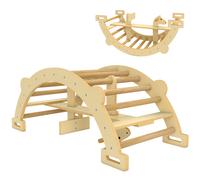 AIYAPLAY Triángulo de Escalada Montessori 2 en 1 de Madera y Caballito Balancín Estructura de Escalada para Niños de 2-4 Años Natural Aosom España