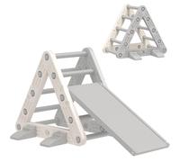 AIYAPLAY Triángulo de Escalada para Niños de 18-48 Meses con Tobogán y Rampa Escalador 130x80x69 cm Gris y Blanco