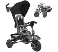 AIYAPLAY Triciclo Evolutivo 6 en 1, Triciclo para Bebés Plegable, 1-5 Años, Asiento Giratorio de 360°, Mango Parental, Respaldo Reclinable, Toldo, Cinturón de Seguridad, Cesta, Reposapiés, Negro