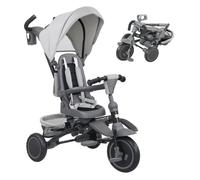 Aiyaplay triciclo evolutivo 6 en 1, triciclo para bebés plegable, 1-5 años, asiento giratorio de 360°, mango parental, respaldo reclinable, toldo, cinturón de seguridad, cesta, reposapiés, gris