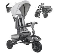 AIYAPLAY Triciclo Evolutivo 6 en 1, Triciclo para Bebés Plegable, 1-5 Años, Asiento Giratorio de 360°, Mango Parental, Respaldo Reclinable, Toldo, Cinturón de Seguridad, Cesta, Reposapiés, Gris
