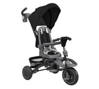 AIYAPLAY Triciclo Evolutivo 6 en 1, Triciclo para Bebés Plegable, 1-5 Años, Asiento Giratorio de 360°, Mango Parental, Respaldo Reclinable, Toldo, Cinturón de Seguridad, Cesta, Reposapiés, Negro