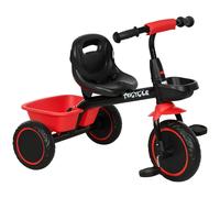 AIYAPLAY Triciclo Infantil 2-5 Años con Asiento Regulable Cesto y Guardabarros Rojo Aosom España