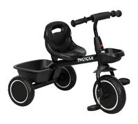 AIYAPLAY Triciclo infantil evolutivo con asiento ajustable-Pedales-2 cestas-cinturón-para niños de 2 a 5 años-Negro Negro