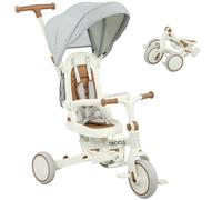 AIYAPLAY Triciclo para niños, cochecito de bebé convertible, diseño 5 en 1, mango desmontable, ajustable, arnés de seguridad Aosom España