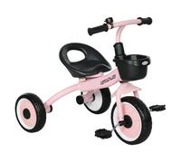 AIYAPLAY Triciclo para Niños de 2 a 5 Años Bicicleta Infantil con Asiento Ajustable Cesta Timbre Pedales y 3 Ruedas Carga 25 kg 70,5x53x58 cm Rosa