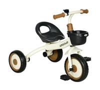 AIYAPLAY Triciclo para Niños de 2 a 5 Años Bicicleta Infantil con Asiento Ajustable Cesta Timbre Pedales y 3 Ruedas Carga 25 kg 70,5x53x58 cm Crema