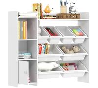 AIYAPLAY Unidad de almacenamiento de juguetes, con 8 contenedores extraíbles, estantes de almacenamiento, armario, organizador de juguetes, para sala de juegos, habitación infantil, cuarto de niños,