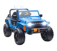 AIYAPLAY Vehículo eléctrico para niños, batería 12V, con asiento para padre e hijo, control remoto, música, bocina, luces LED, 3-8 años, Azul Aosom España