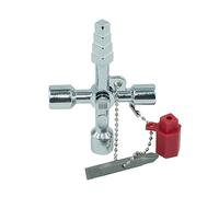 AIYIBEN Llave multifuncional de 4 vías con llave cruzada de par de taladro, caja de gabinete eléctrica universal, puerta de tren, válvula de medidor de agua, llave de interruptor de gabinete de