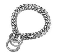 Aiyidi Collar Resistente para Mascota, Cadena de Perro de Plata de 12/15/18 mm, Cadena de Acero Inoxidable para Perro, Perro Pastor, Labrador, Rottweiler, Bulldog