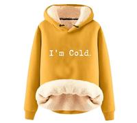 AIYINIY Sudadera con capucha de invierno para mujer, suéter térmico con forro de sherpa de forro polar, gráfico Yes I Am Still Freezing, sudadera holgada de manga larga, ropa cálida de felpa para