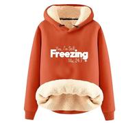 AIYINIY Sudadera con capucha de invierno para mujer, suéter térmico con forro de sherpa de forro polar, gráfico Yes I Am Still Freezing, sudadera holgada de manga larga, ropa cálida de felpa para