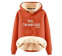 AIYINIY Sudadera con capucha de invierno para mujer, suéter térmico con forro de sherpa de forro polar, gráfico Yes I Am Still Freezing, sudadera holgada de manga larga, ropa cálida de felpa para