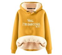 AIYINIY Sudadera con capucha de invierno para mujer, suéter térmico con forro de sherpa de forro polar, gráfico Yes I Am Still Freezing, sudadera holgada de manga larga, ropa cálida de felpa para