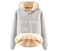 AIYINIY Sudadera con capucha de invierno para mujer, suéter térmico con forro de sherpa de forro polar, gráfico Yes I Am Still Freezing, sudadera holgada de manga larga, ropa cálida de felpa para