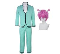 AIYINIY The Disastrous Life of Saiki - Disfraz de cosplay de Saiki Kusuo, uniforme escolar, conjunto completo para Halloween, carnaval, fiesta (traje + peluca, S)