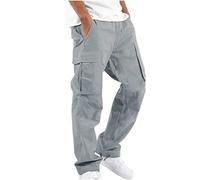 AIYINIY Wild - Pantalones cargo para hombre, ajuste relajado, pantalones casuales tipo cargo de ajuste recto, elásticos, ajustados, vintage, cómodos, gimnasio, entrenamiento, pista (gris, 3XL)