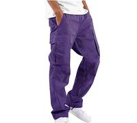 AIYINIY Wild - Pantalones cargo para hombre, ajuste relajado, pantalones casuales tipo cargo de ajuste recto, elásticos, ajustados, vintage, cómodos, gimnasio, entrenamiento, pista (morado, XXL)