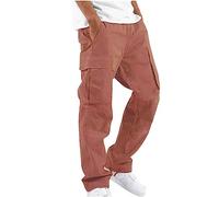 AIYINIY Wild - Pantalones cargo para hombre, ajuste relajado, pantalones casuales tipo cargo de ajuste recto, elásticos, ajustados, vintage, cómodos, gimnasio, entrenamiento, pista (rojo sandía, XXL)