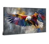 AIYISU Cuadro Águila Lienzo 50.8 x 101.6 cm, Arte en Lienzo Águila Alas Coloridas, Impresión Vintage de Animales Salvajes, Decoración Pared para Sala de Estar Dormitorio Oficina Hogar Moderno Cuadros