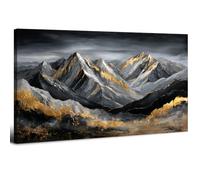 AIYISU Cuadro Montañas Negro y Dorado 50.8 x 101.6 cm, Arte Abstracto Paisaje Montañoso Gris y Dorado, Lienzo Moderno Minimalista, Decoración Pared para Sala de Estar Comedor Cocina Hogar Elegante