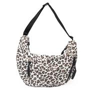 AIYJWXINP Leopard Media Luna Bandolera Mujer Nylon Crossbody Bag Mujer Gran Estampado Leopardo Hobo Bolsa Halfmoon Bolsos Leo Moon Bag Bolso de Hombro Ajustable para Mujer, diseño de leopardo blanco