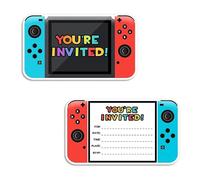 AIYONG 15 Tarjetas de Invitación para Videojuegos + Sobres, Invitaciones Cumpleaños Niño y Niñas, Artículos Temáticos Juego Invitaciones para Fiestas, Divertidas Tarjetas de Invitación