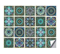 AIYONG 20 Adhesivos de Pared Azulejos, PVC 10 x 10 cm para Baño y Cocina, Retro Pegatinas Autoadhesivos Láminas Decorativas para Decoración del Hogar, Salón, Mosaico Impermeables Retro Misterio