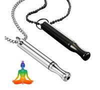 AIYONG 2pcs Collar de Respiración en Acero Inoxidable, Collares para Aliviar la Ansiedad y Dejar de Fumar, Atención Plena y Meditación, Regalo Antiestrés para Mujeres y Hombres (Negro, Plata)
