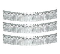 AIYONG 3 Unidades Guirnalda de Flecos, 300cm * 30cm Guirnalda de Flecos de Papel de Aluminio, Cinta de Flecos de el Plastico para Decoración de Boda, Cumpleaños Fiesta, Plata