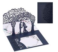 AIYONG Tarjeta de Felicitación Boda, Tarjeta de San Valentín con Sobre, Tarjeta Pop Up Boda, Felicitación de Boda Invitación para Cumpleaños, Día de San Valentín, Aniversario (Azul)