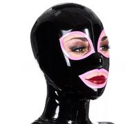 AIYOUBRS Capucha de LáTexpara Adultos Cremallera Trasera Látex Natural Hecho a Mano BDSM Máscara(Size:XL-70CM)
